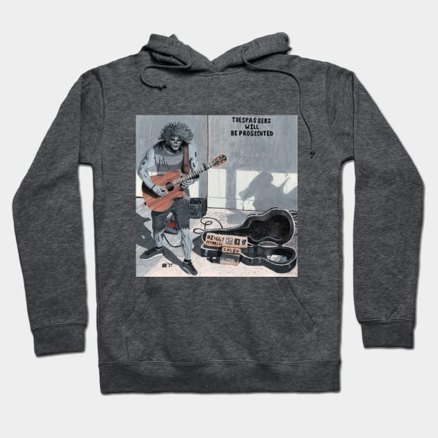 Zombie Guitar Player Fantasy Artwork Hoodie by Helms Art Creations